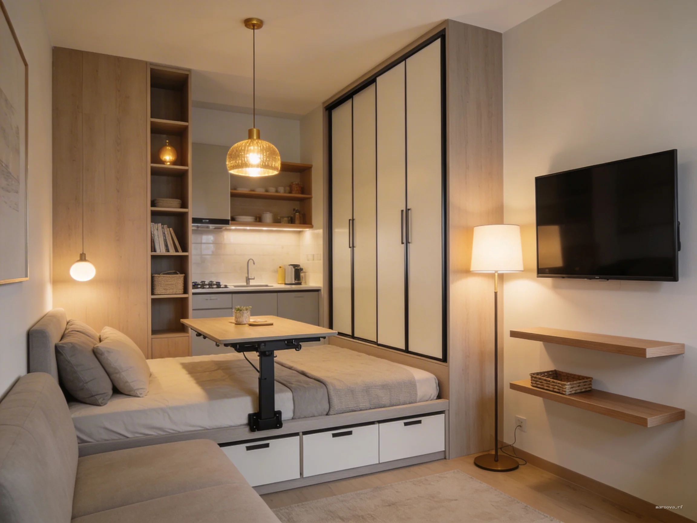 Дизайн студии 30 кв м: 8 лайфхаков для расширения пространства от Анастасии Марсовой