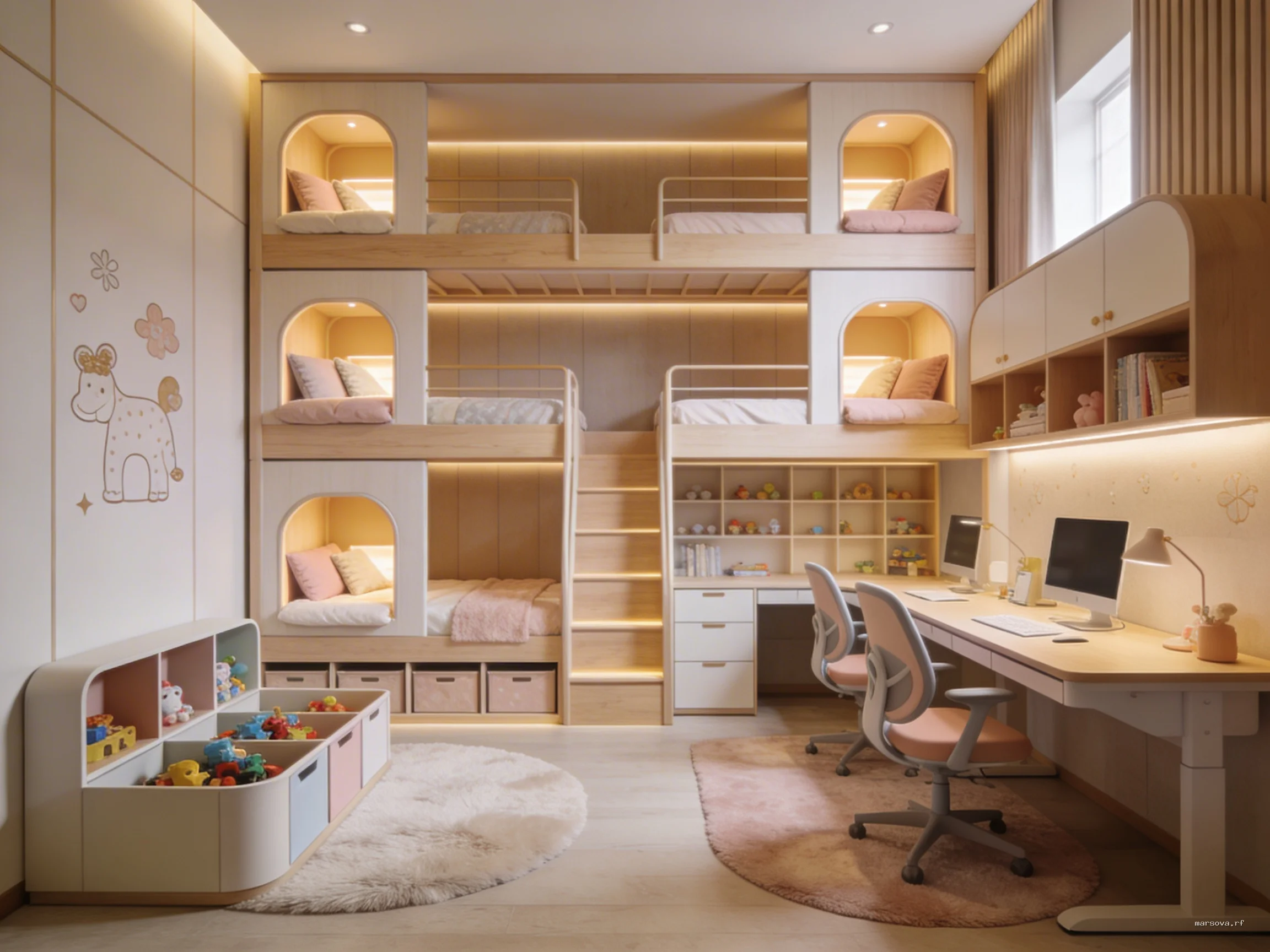 Детская для троих детей на 15 кв. м: дизайн-хаки от Анастасии Марсовой