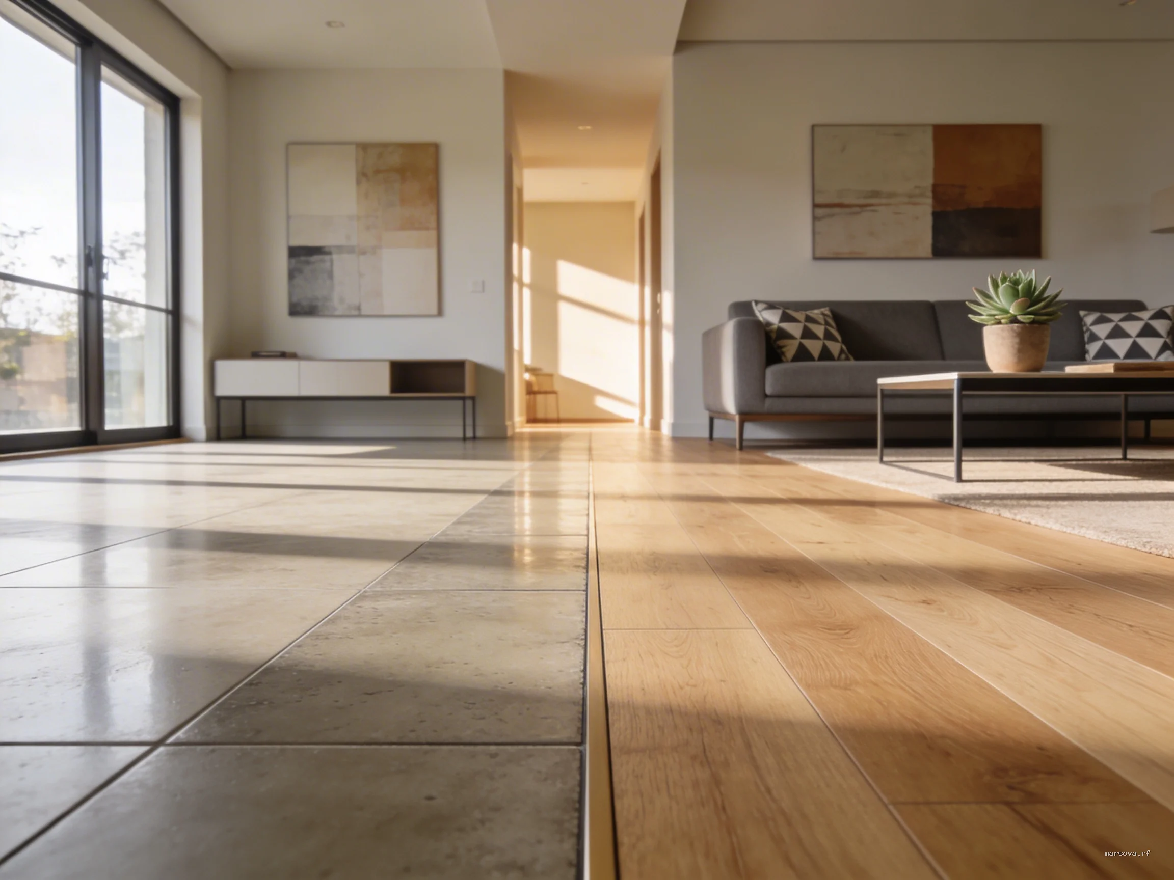 4. Напольное покрытие: единство или стык?